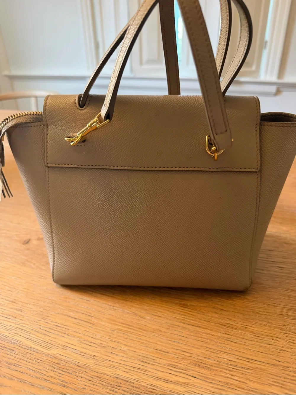 CELINE Taupe Brown Mini Nano Belt Satchel with Top Handle